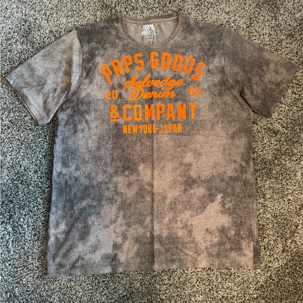 PRPS Gray Tee with Bold Orange Print